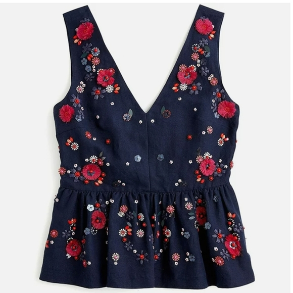 EUC J. Crew Embellished Peplum Top - Picture 2 of 6